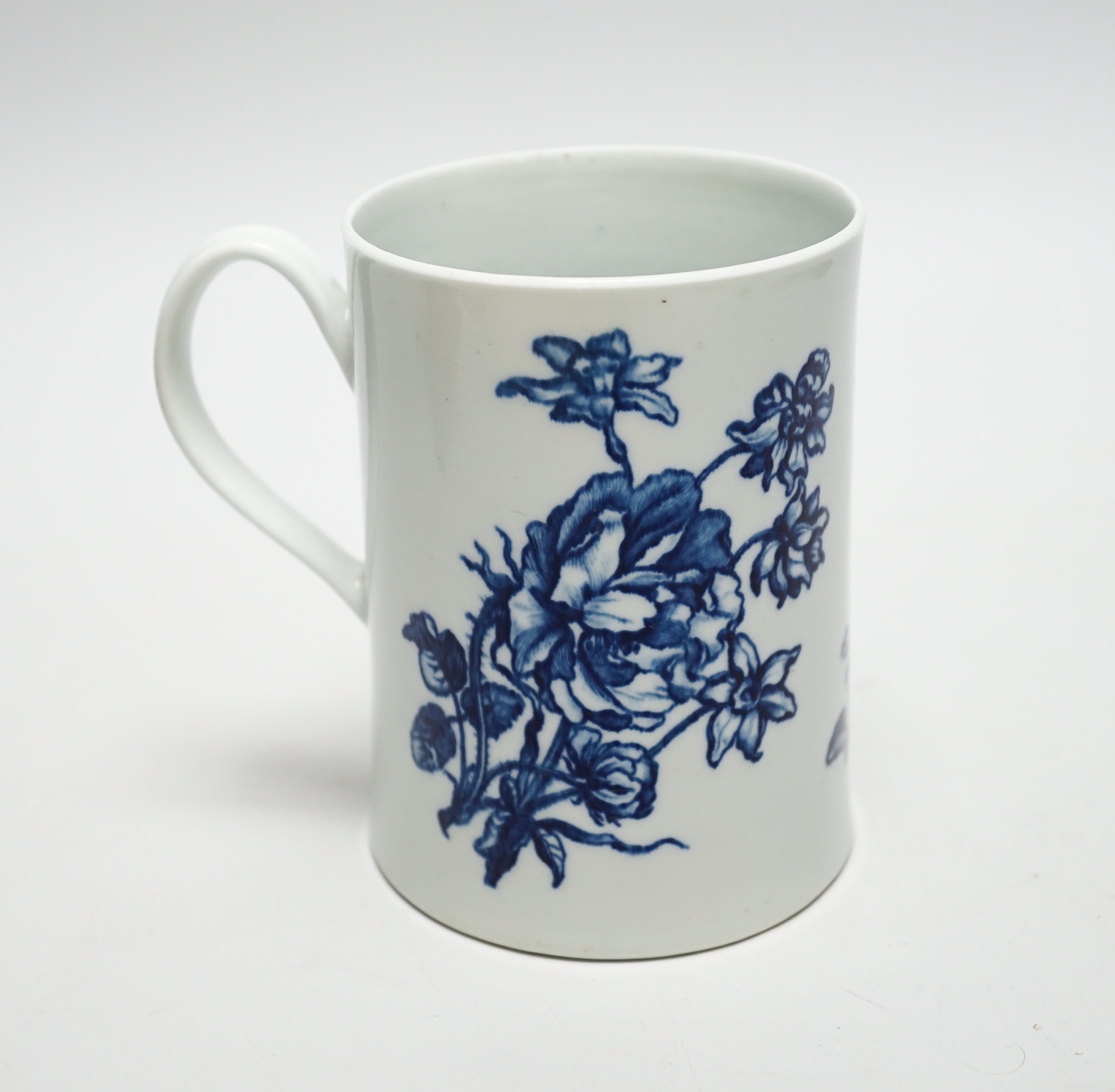 A Worcester blue and white mug, c.1775, 12cm